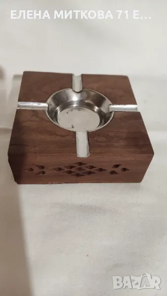 Пепелник от дърво и метал, снимка 1