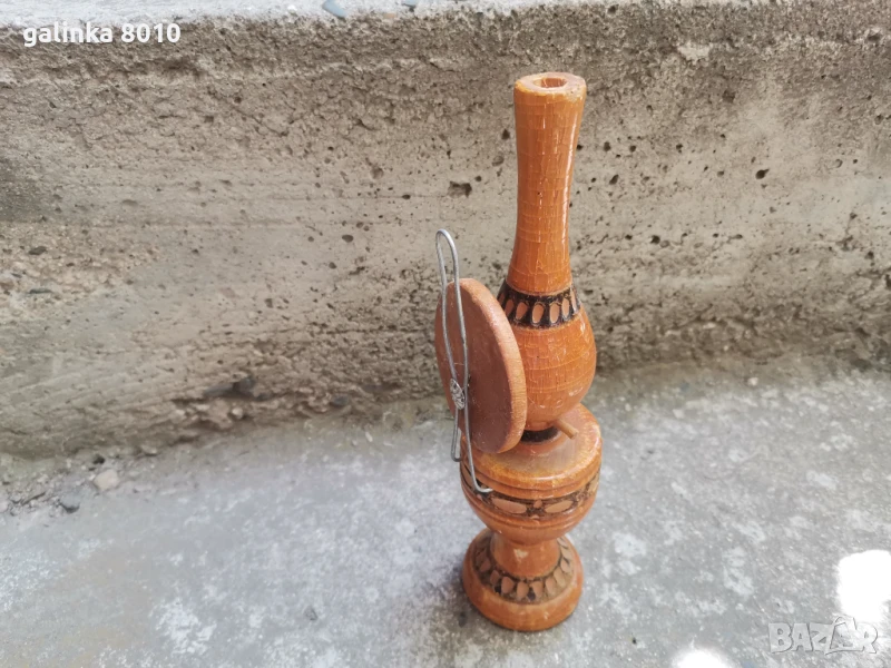 Стара дървена лампа, снимка 1