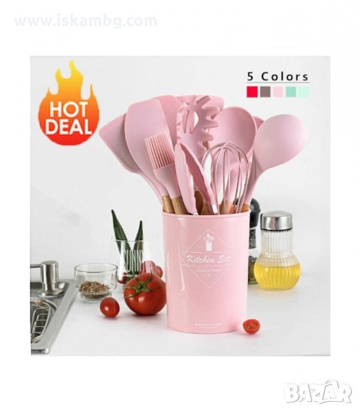 КОМПЛЕКТ ОТ 12БР СИЛИКОНОВИ КУХНЕНСКИ ПРИБОРИ С МЕТАЛНА ПОСТАВКА - КОД 2776, снимка 1