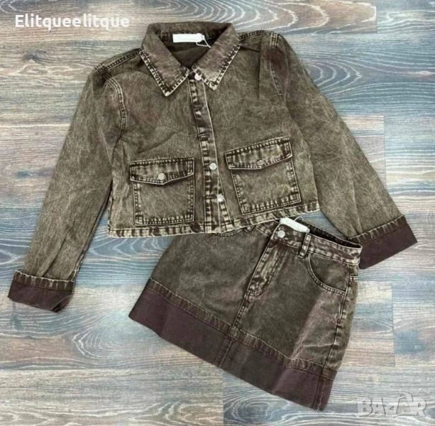 дамски комплект яке и пола деним , снимка 1