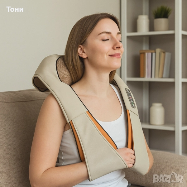 Шиацу 4D масажор за врат, гръб, плешки и рамене с функция затопляне , снимка 1