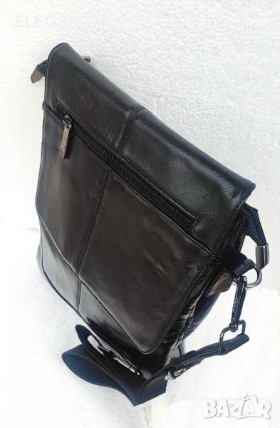 Мъжка кожена чанта с капак, снимка 1