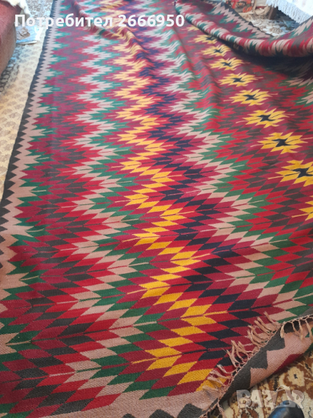Вълнен ръчно тъкан килим/тип черга, снимка 1