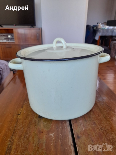 Стара Емайлирана тенджера #8, снимка 1