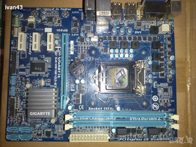 Дънна платка s. 1155 GIGABYTE GA - H61M-D2-B3, снимка 1