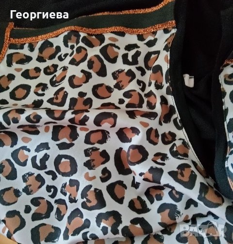 Черна блуза с животински принт в кафяво, снимка 1