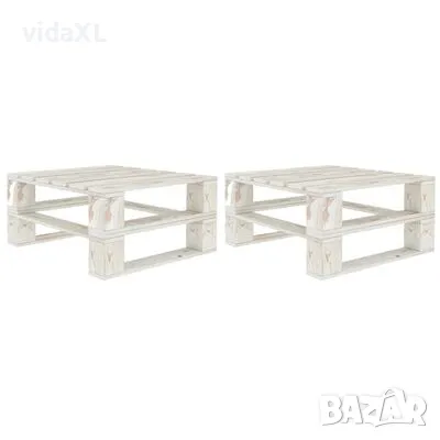 vidaXL Градински маси от палети, 2 бр, бели, дърво（SKU:49336, снимка 1