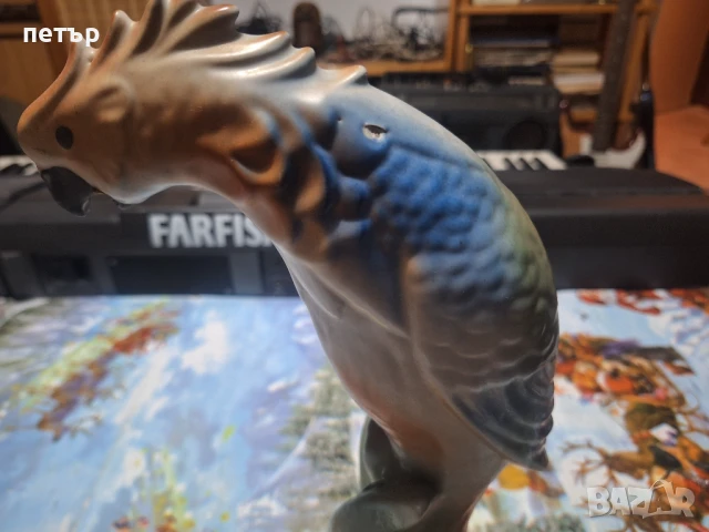Рядка българска лампа порцелан Папагал, снимка 3 - Статуетки - 51085373