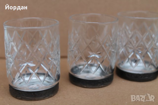 6бр. кристални чаши за ракия с метален обков , снимка 2 - Сервизи - 35266284
