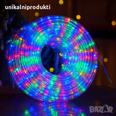 20м Коледен светещ LED маркуч многоцветен + захранване с 8 шоу програми 
