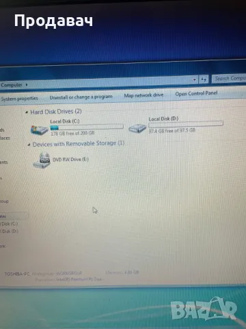 Лаптоп 17 инча Toshiba 4 GB Ram 320ГБ Хард, снимка 3 - Лаптопи за дома - 49388530