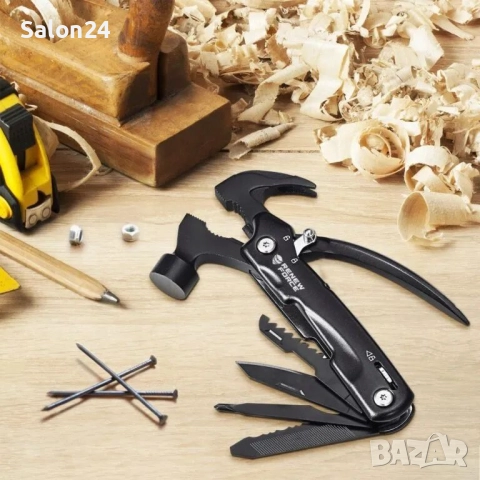 Мултифункционално джобно ножче с клещи, 2 триона, отварачка, чук, снимка 4 - Ножове - 52221782
