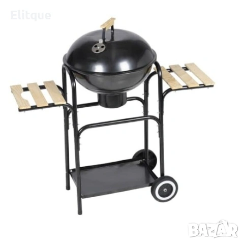 Голямо дворно барбекю 45 см. диаметър с две маси и колелца, снимка 5 - Други стоки за дома - 53191840
