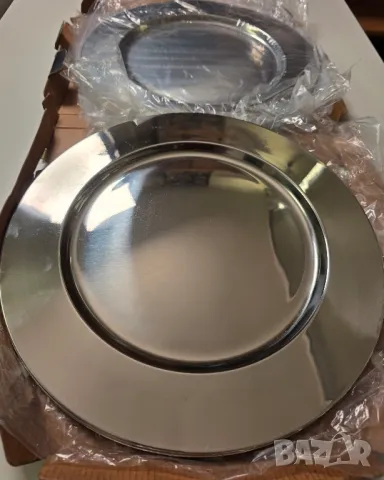 К-кт 6бр подложни чинии неръждаема стомана 32см диаметър , снимка 7 - Чинии - 50317755