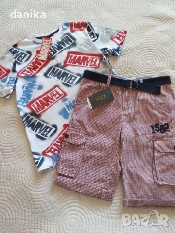 Лот къс панталон / бермуди с колан и тениска MARVEL 134 / 140, снимка 5 - Детски къси панталони - 37681220