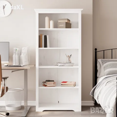 vidaXL Етажерка за книги BODO бяла 82x40x173 см бор масив 5 нива, снимка 2 - Етажерки - 56147364