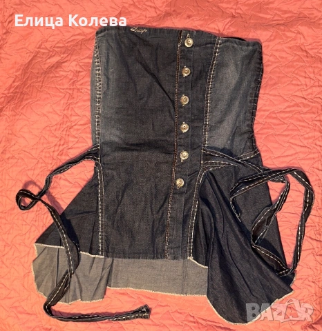 Lucy размер М дънков топ, снимка 3 - Корсети, бюстиета, топове - 54315321