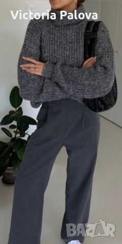 Разкошен пуловер кроп цвят olive , снимка 15 - Блузи с дълъг ръкав и пуловери - 44687054