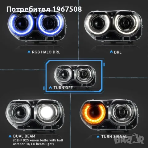 Комплект RGB фарове за Dodge Challenger 2015- , снимка 4 - Части - 55963269