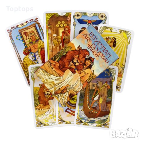 Елегантнo таро: Golden Art Nouveau Tarot & Etherial Visions & Egyptian Art Nouveau Tarot, снимка 3 - Карти за игра - 42293138