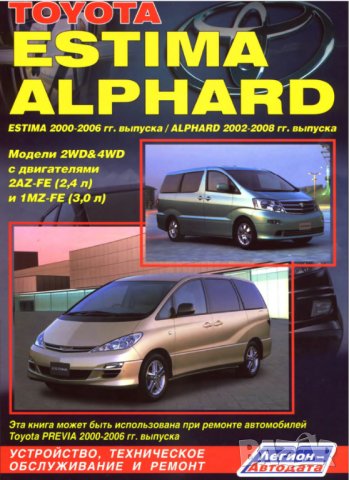 Toyota ESTIMA(2000-2006)&ALPHARD(2002-2008)2WD&4WD /бенз.двиг-ли 2,4л.и3,0л/.Техн.обслужване,ремонт., снимка 1