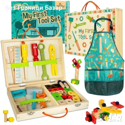 Нов Комплект инструменти за деца с преносима кутия и престилка играчки