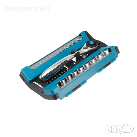 Вложки комплект, 41 броя, 1/2", 1/4", CrV, с тресчотка 120 зъба// Gross, снимка 2 - Гедорета - 52622111