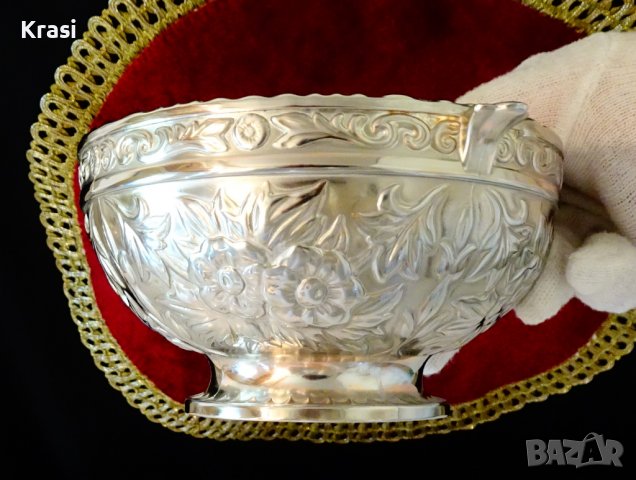 Японска посребрена фруктиера,релеф. , снимка 4 - Антикварни и старинни предмети - 38460110