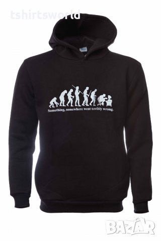 Нов мъжки суичър с трансферен печат Човешка еволюция