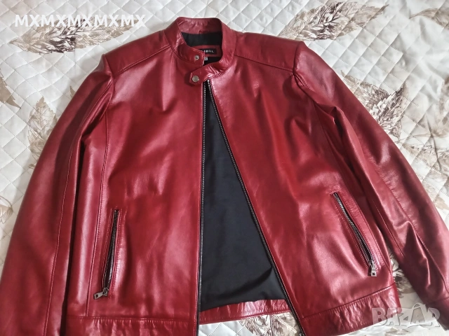 Продавам мъжко червено кожено яке от естествена кожа Размер 2XL