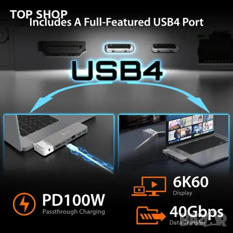 Хъб j5create 4K60 Elite Pro USB4,за MacBook 2021/2022 Pro/Air (JCD395), снимка 3 - Друга електроника - 49451991