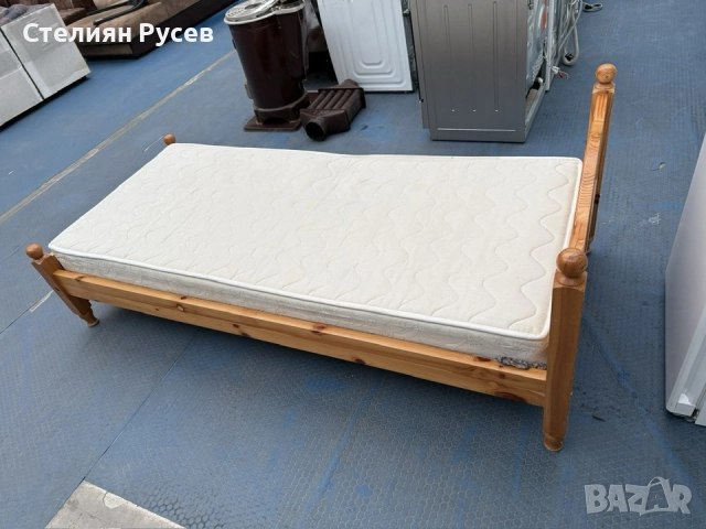  031211 ЧАМ дървено единично легло 80/190 см с матрак -цена 182лв или 93,57 евро d+ - матрака е в пе, снимка 4 - Спални и легла - 52646458