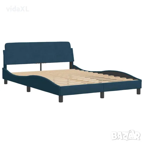 vidaXL Легло с матрак Dover, синьо, 140x190 см, кадифе, снимка 4 - Спални и легла - 56146791
