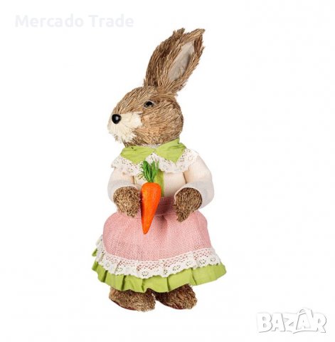 Великденска декоративна фигура Mercado Trade, Заек с рокля екрю и морков, снимка 2 - Декорация за дома - 39439442