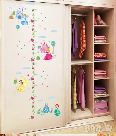 Принцеси и замък метър стена мебел детска стая лепенка самозалепващ, снимка 2 - Други - 29426714