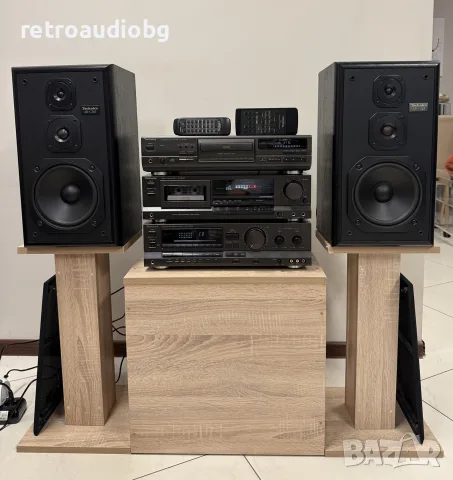 🔊Ретро аудио сет TECHNICS - ресийвър с дистанционно, CD плеър с дистанционно, дек и колони🔉