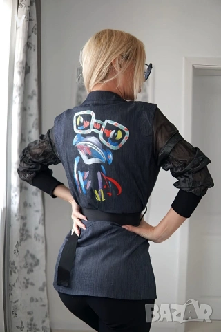 Дамско сако дънково ефектно Nazaro Назаро бюстие риза топ Junona Юнона маратонки 