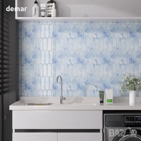 VaryPaper 3D сини мраморни плочки-стикери, 30,5 см x 30,5 см - 10 броя, снимка 4 - Други - 49706838