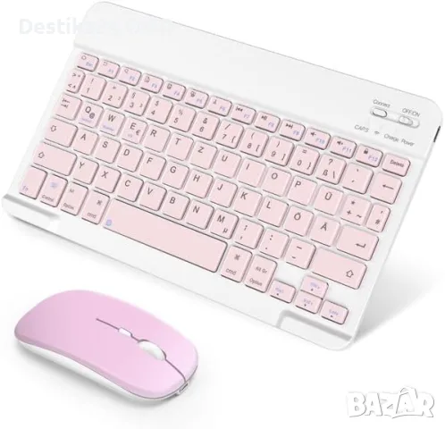 Безжична Bluetooth клавиатура и мишка SOPPY – розови, QWERTZ, презареждаеми