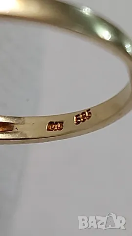 Годежен златен пръстен със сапфир и диаманти, снимка 4 - Пръстени - 48722022