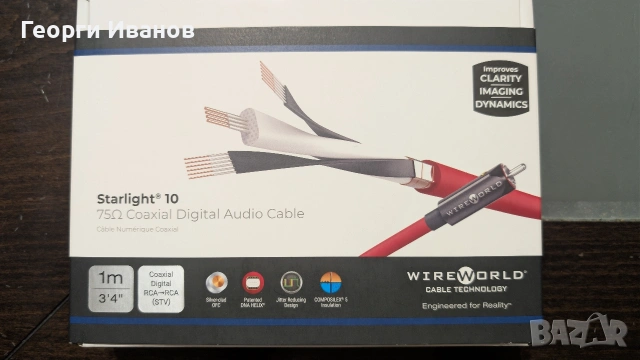 wireworld starlight 10 - 1 m coaxial rca audio cable, снимка 5 - Други - 54114988