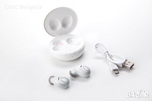 Bluetooth слушалки TWS (earbuds) + Безжично зарядно устройство, снимка 2 - Bluetooth слушалки - 38785501
