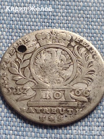 Сребърна монета 10 кройцера 1766г. Фридрих Кристиян Бранденбург Байраут 14924, снимка 8 - Нумизматика и бонистика - 42900566