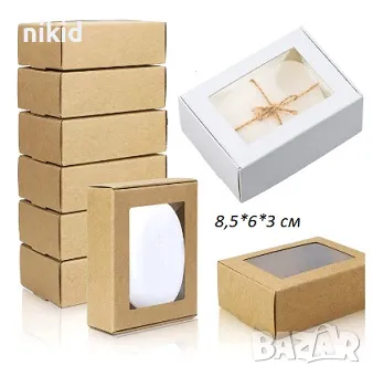 8,5*6 картонена кутия прозрачен капак картонени кутии ръчна изработка сувенир сапун фигурка кутийка