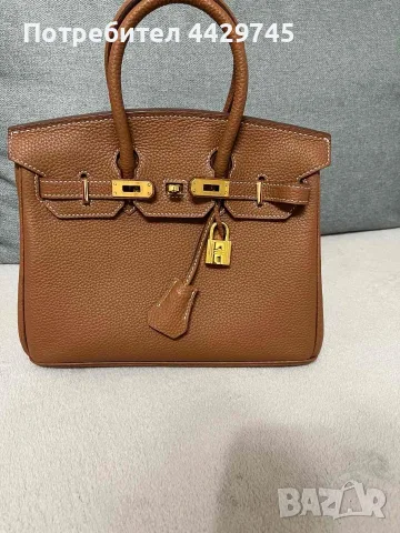 Кафява чанта Hermes Birkin 25 gold on gold, снимка 6 - Чанти - 56261275
