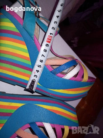 Цветни летни сандали на платформа Fabiano, снимка 5 - Сандали - 54047812