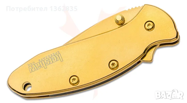 НОВ оригинален 24 K позлатен сгъваем нож KERSHAW 1600G Ken Onion Chive  от САЩ, снимка 5 - Ножове - 55941234