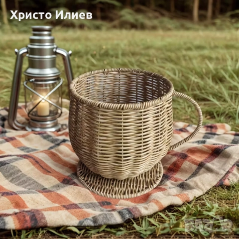 Голяма ратанова кошница Огранайзер за кафе капсули Бохо стил, снимка 8 - Декорация за дома - 51810169