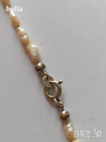 Старо елегантно и нежно перлено колие с естествени красиви малки перли(оризови перли) , снимка 4 - Колиета, медальони, синджири - 51806067