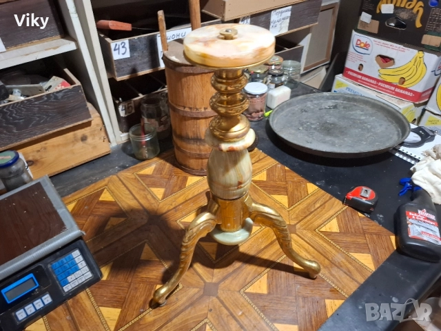 Стара месингова поставка с три крака, снимка 12 - Антикварни и старинни предмети - 51583132